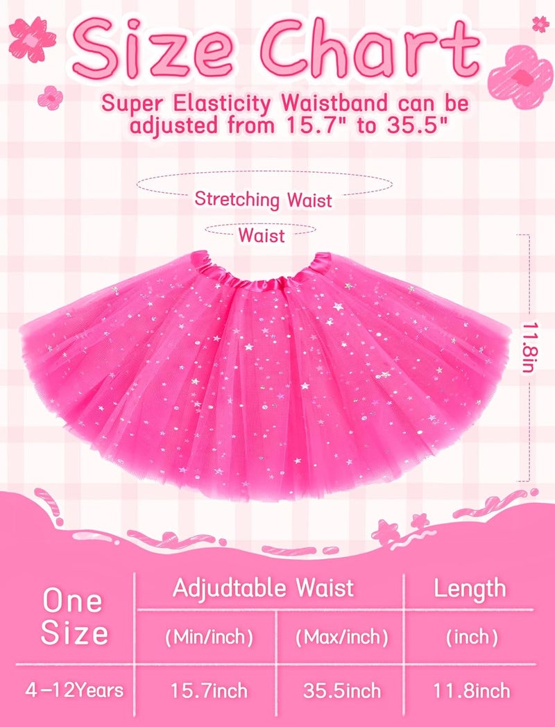 Lainlight Store Tutu for Girls Stars Sequins Princess Ballet Dress Tulle Skirt for Girls 4-12 Years 3 Layered - Image 2